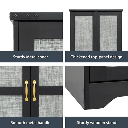 Brafab Armoire Wardrobe Closet with 2 Modern Doors Set of 2, 71" Tall Freestanding Closet Wardrobe Cabinet with Drawers and Hanging Rail, Wooden Storage Cabinet with Shelve for Bedroom, Black