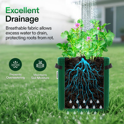 VIVOSUN 5-Pack 7 Gallon Potato Grow Bags for Growing Potatoes, Fabric Potato Pots with Handle and Roll-up Window, Potato Growing Containers Potato Planter Potato Planter for Growing Potatoes, Green