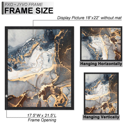 Fxojyvo Engineered Wood 18x22 Picture Frame Set of 3, Black Frame for 18 x 22 Inch Picture Poster Photo, Light Weight 18 by 22 Frame with Wood-grain for Wall - 3 Pack/Black/18 x22