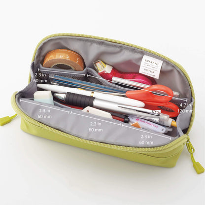 LIHIT LAB Pen Case (Pencil Case), Water & Stain Repellent, 8" x 4'', Yellow Green (A7688-6)