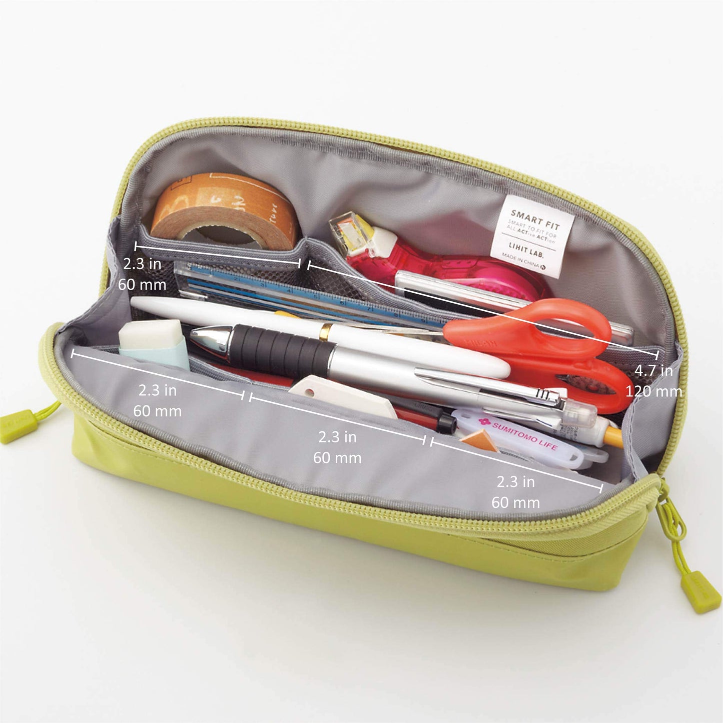 LIHIT LAB Pen Case (Pencil Case), Water & Stain Repellent, 8" x 4'', Red (A7688-3)