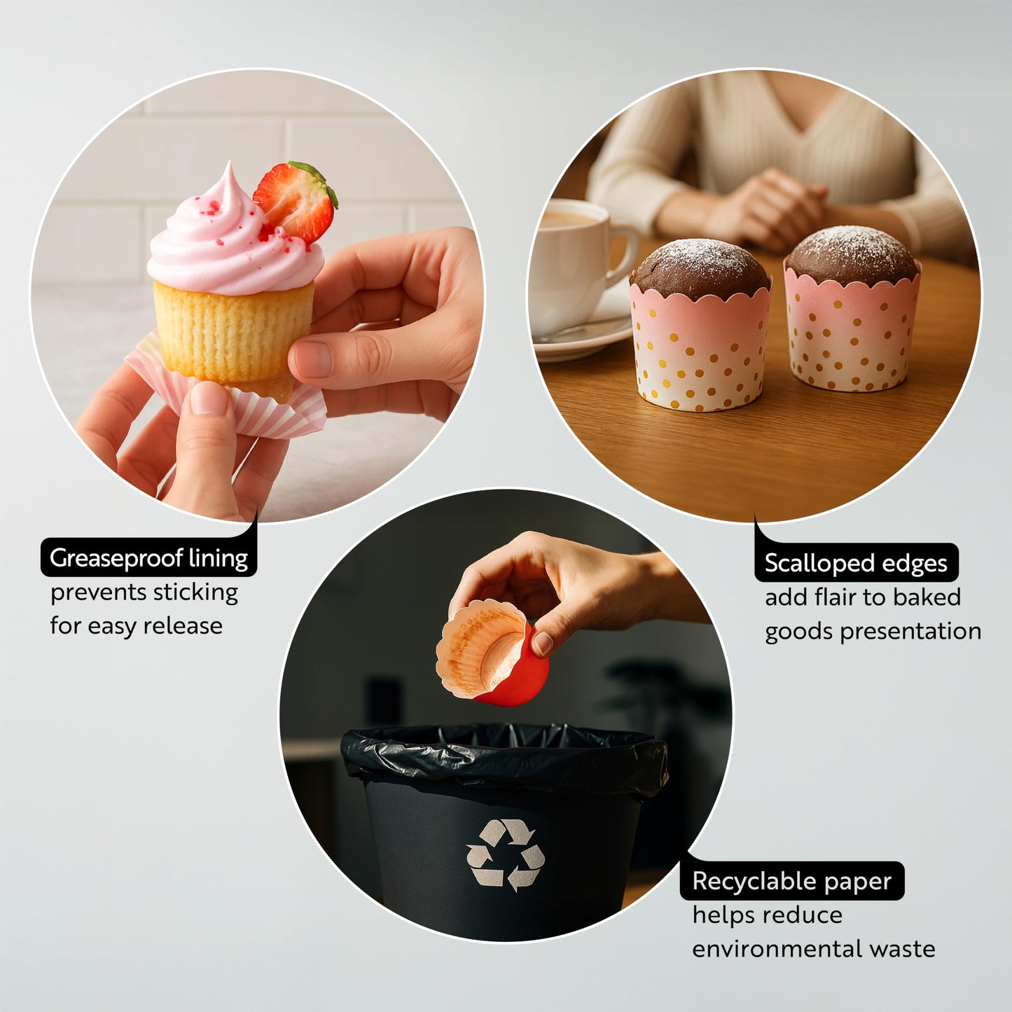 Restaurantware Panificio 4.5 Ounce Baking Cups 50 Disposable Paper Baking Cups - Greaseproof Oven-Ready White Paper Muffin Liners Microwavable Gold Star Print