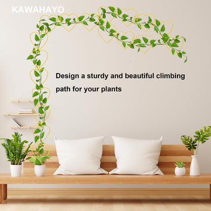 20 Pcs Chain Trellis for Climbing Plants Indoor Outdoor, Plant Trellis, Garden Plant Wall Trellis, Vine Support Houseplant Accessories for Monstera, Pothos, Ivy, Climbing Plants (Gold Heart)