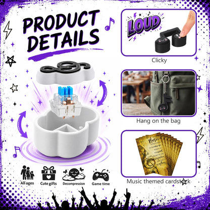 Junkin 24 Sets Music Note 3D Printed Clicker Fidget Keychains with Cards and Organza Bags- Stress Relief Key Rings for Graduation Gift, Music Party Favors, Students, Teachers, Birthday Gift