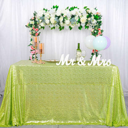 ShinyBeauty Sequin Tablecloth Olive Green 60x102 Inch Rectangle Sparkly Fabric Tablecloths Sequins Rectangular Table Cloth for Wedding Party Cake Sweetheart Tablecover