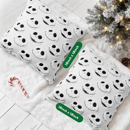 eowvsio 2PCS Christmas Pillow Covers 18x18 inch,Nightmare Be Christmas Throw Pillow Cases,Xmas Tree Decor Soft Plush Faux Fur Wool Couch Cushion Case for Chair Sofa Bedroom Living Room