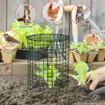 Unves 5 Set Garden Plant Protectors from Animals -12" x 14" Metal Plant Cages for Outdoor Plants, Wire Mesh Plant Covers Keep Animals Away from Your Garden's Flower Vegetable