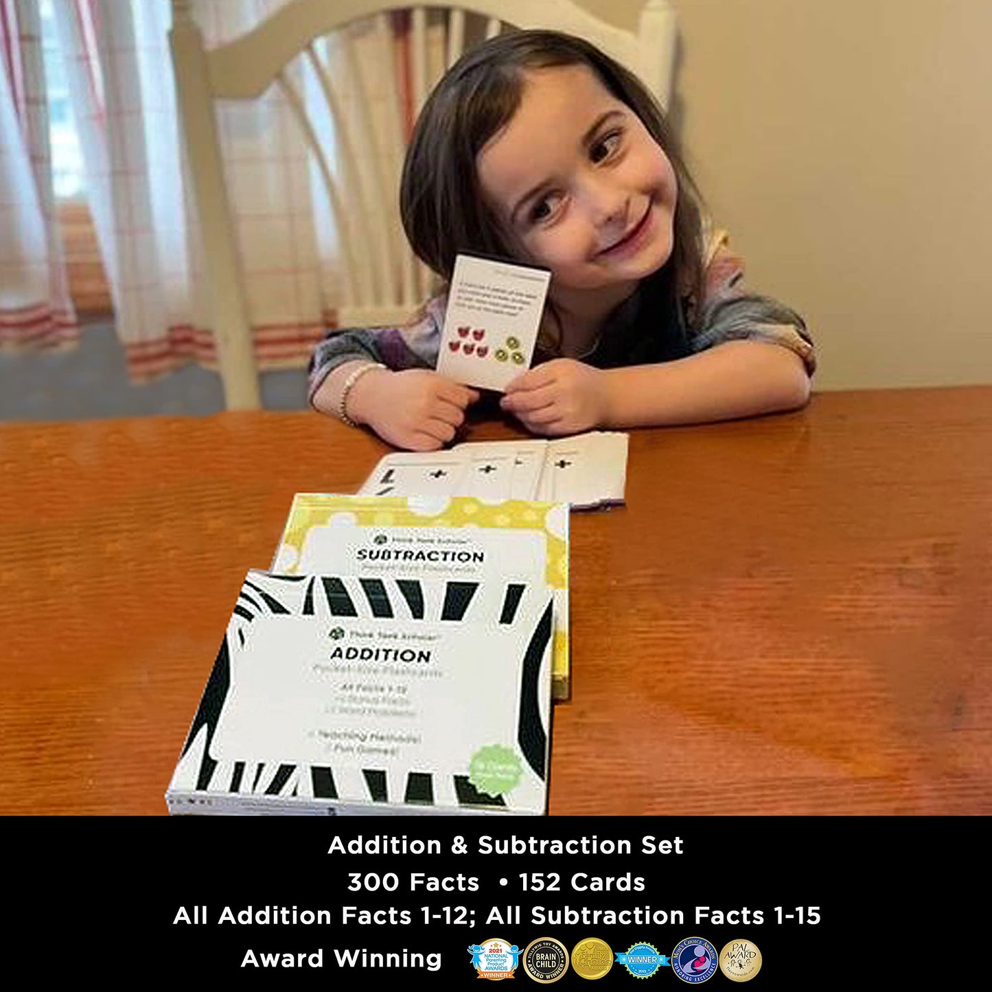 Think Tank Scholar Addition and Subtraction Flash Cards - 150 Facts 1-12 - Sub Facts 1-15 - Award Winning Math Games - Learn Add & Subtract - Kids Ages 4-8 in Kindergarten, 1st, 2nd, 3rd, 4th Grade