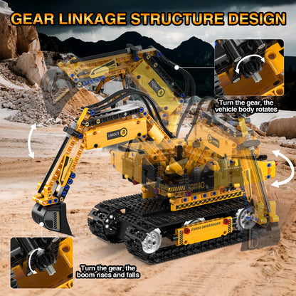 5 in 1 Building Toys STEM Robotics Kit for Kids 6-14, Remote & APP Controlled STEM Excavator/Truck/Robot/Bulldozer/Roller, 535 PCS Blocks RC Robot Erector Sets, Birthday Gift for 8 10 11 12+ Years Old