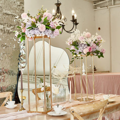 Bigsee 10pcs Column Pedestal Pillar Plant Stand Wedding Centerpieces for Tables Geometric Metal Flower Stand Gold, 31.5 Inch Tall Floor Vase Column Flower Holder for Wedding Party Table Decorations