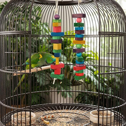 165 Pcs Parrot Toys, Bird Toys Bird Chew Toy DIY Multicolored Wooden Blocks for Large Macaws, Cockatoos, African Grey, Small and Medium Parrot