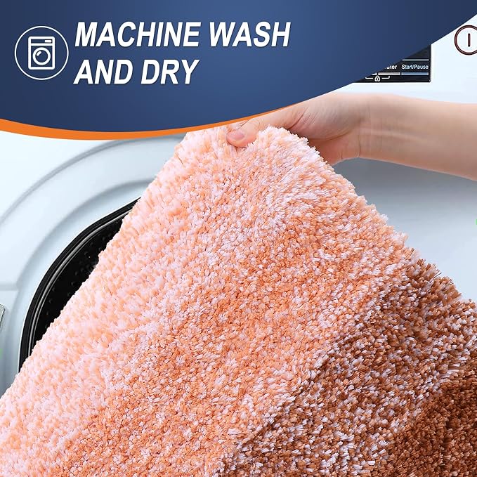 OLANLY Bathroom Runner Rugs Mat 44x24, Extra Soft Absorbent Microfiber Bath Rugs, Rubber Backing, Quick Dry, Washable Long Bath Mats for Bathroom Floor, Tub and Shower, Home Decor Accessories, Orange