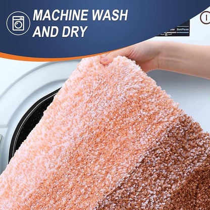OLANLY Bathroom Runner Rugs Mat 47x17, Extra Soft Absorbent Microfiber Bath Rugs, Rubber Backing, Quick Dry, Washable Long Bath Mats for Bathroom Floor, Tub and Shower, Home Decor Accessories, Orange