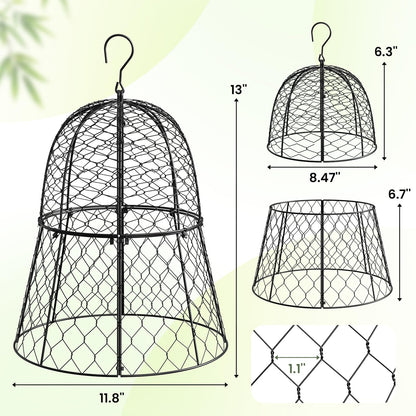 2PCs Plant Protectors from Animals, Metal Garden Cloches for Outdoor Plants, 4-in-1 Modular Design, Anti-Rust Coated Chicken Wire Cages to Keep Squirrel, Rabbit, Bird Out, 13'' x 11.8''