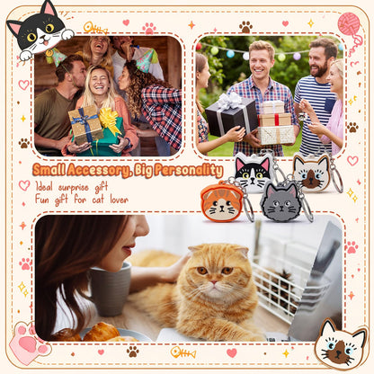 Kenning 12 Pcs Cat Clicker Fidget Keychain Bulk 3D Printed Sensory Clicker Fidget Toys for Adults Stress Relief Cat Party Favors Keychains for Birthday Goodie Bags Summer Giveaways Coworker Gifts
