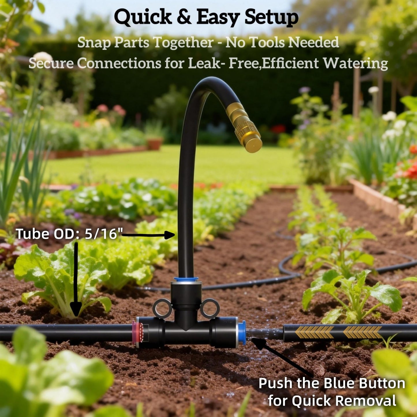 100 Ft Drip Irrigation System for Garden - Drip Irrigation Kit with 32 360°Adjustable Copper Nozzles Hose, Automatic Atomizing Plant Watering Sprinkler System for Yard, Lawn, Greenhouse, Potted