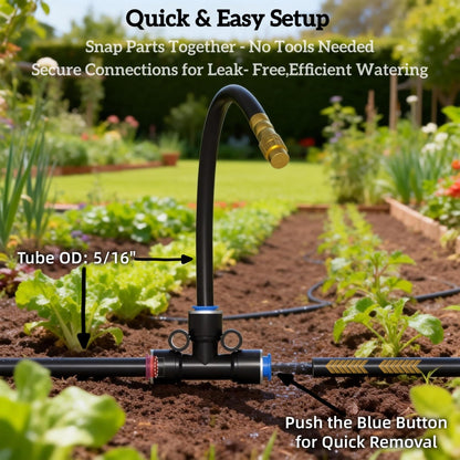 60 Ft Drip Irrigation System for Garden - Drip Irrigation Kit with 19 360°Adjustable Copper Nozzles Hose, Automatic Atomizing Plant Watering Sprinkler System for Yard, Lawn, Greenhouse, Potted