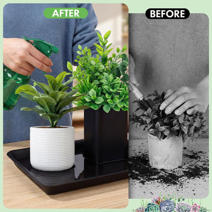 Gejoy 20 Pack 11 Inch Rectangular Plastic Plant Saucers Tray Bulk Heavy Plastic Plant Drip Tray Flower Pot Trays for Indoor Outdoor Anti-Slip Saucer for Garden Potted Water Drips and Soil