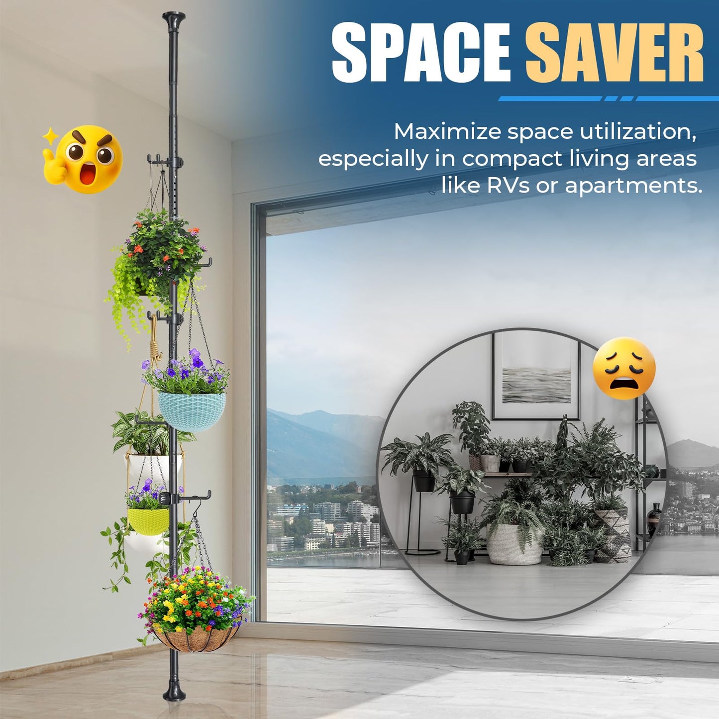 EUIJOIP Coat Rack Freestanding with 12 Hooks - Multi-Purpose Organizer for Entryway, Bathroom, Corner & Plant Storage, No Drilling, Height Adjustable, Stainless Steel