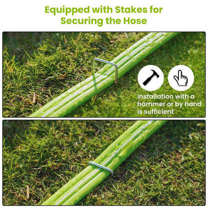 Sprinkler Soaker Hose 50FT 2Pack, Watering Hose with Holes, High-Efficiency Sprinklers System for Garden and Lawn with Staples