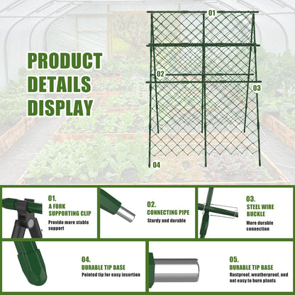 STFALI 63"H x 47"L Cucumber Trellis for Raised Bed, Adjustable Garden Trellis for Climbing Plants Outdoor with Climbing Net and Plant Support Clip, A-Frame Trellis for Vegetable, Cucumbers, Tomatoes