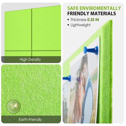 MaxGear Large Cork Board for Wall 36" x 24", Fruit Green Bulletin Board, 6 Pack Felt Wall Tiles with Pushpins, Cork Boards for Office Pin Board Tack Board Cork Boards