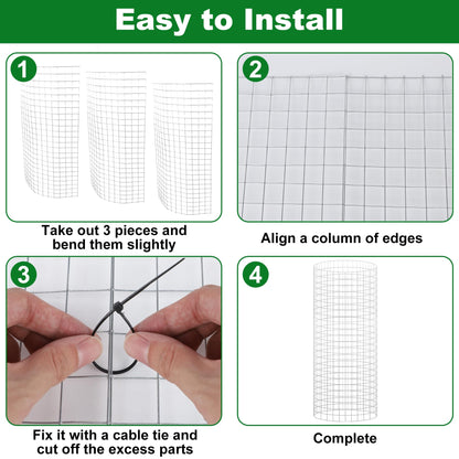 winemana 12 Set Garden Plant Protector Cage, 36 Pcs 16x12 IN Metal Wire Protectors for Plants Protection Cages with Stakes Nylon Ties Animals Barrier to Keep Rabbit Chicken Away from Flower Vegetables