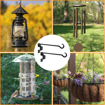 12 inch 2 Pack Swivel Plant Hangers Outdoor Heavy Duty - Black Iron Plant Hanging Hook Bracket for Flowers Baskets Pots Bird Feeder Lanterns Wind Chimes