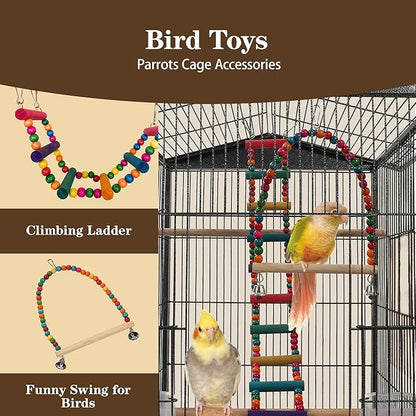 Large Parakeet Cage,Small Bird Cage,Cockatiel Cage for Birds with Covers,Parrot Cage Accessories for Finch,Cockatiels,Conure Bird,Budgie,Pigeon,Canary,Lovebird,Quaker (Meduim Birdcage)