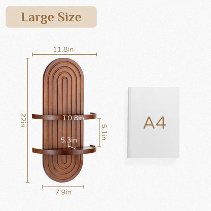 Walasis Mid Century Wall Shelves with Ledge: 22inch Large 2-Tier Walnut Boho Floating Shelves Arched Modern Wall Decor for Bathroom Bedroom Living Room Entryway
