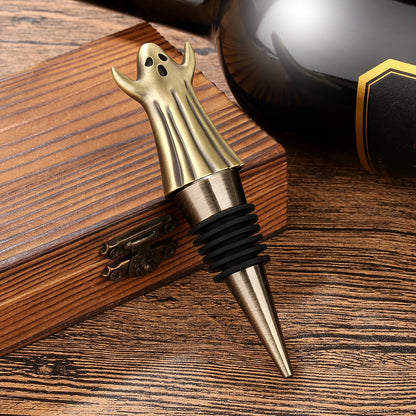 MR.BARWARE Ghost Wine Stopper – Spooky Gift for Men Women, Bronze Ghost-Shaped Bar Accessory with Gift Bag, Perfect for Halloween Birthday Fathers Day Christmas
