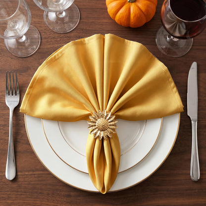 Cloth Dinner Napkins with Hemmed Edges 17x17 Inches Washable - 100% Polyester Soft & Comfortable Reusable Napkins for Weddings, Parties or Daily Use (Set of 12, Mustard)