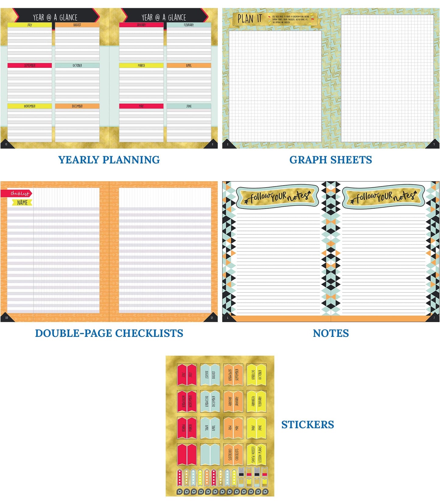 Carson Dellosa Aim High Teacher Planner 2026-2027, Undated 8" x 11" Lesson Plan Book With Stickers, Class Schedule and Weekly Calendar School Supplies, Classroom Must Haves and Homeschool Essentials
