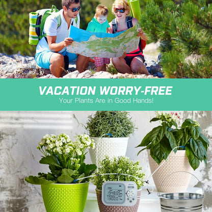 Automatic Drip Irrigation System for Indoor Plants, 2026 Automatic Plant Waterer for 15 Potted Plants Watering with Anti-Siphon and Humidity Mode, Timer, Rechargeable Vacation Self-Watering Pump
