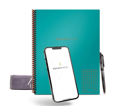 Rocketbook Matrix Smart Reusable Graph Paper Notebook, Digitally Connected, Isometric Notebook, Letter Size 8.5x11, Teal