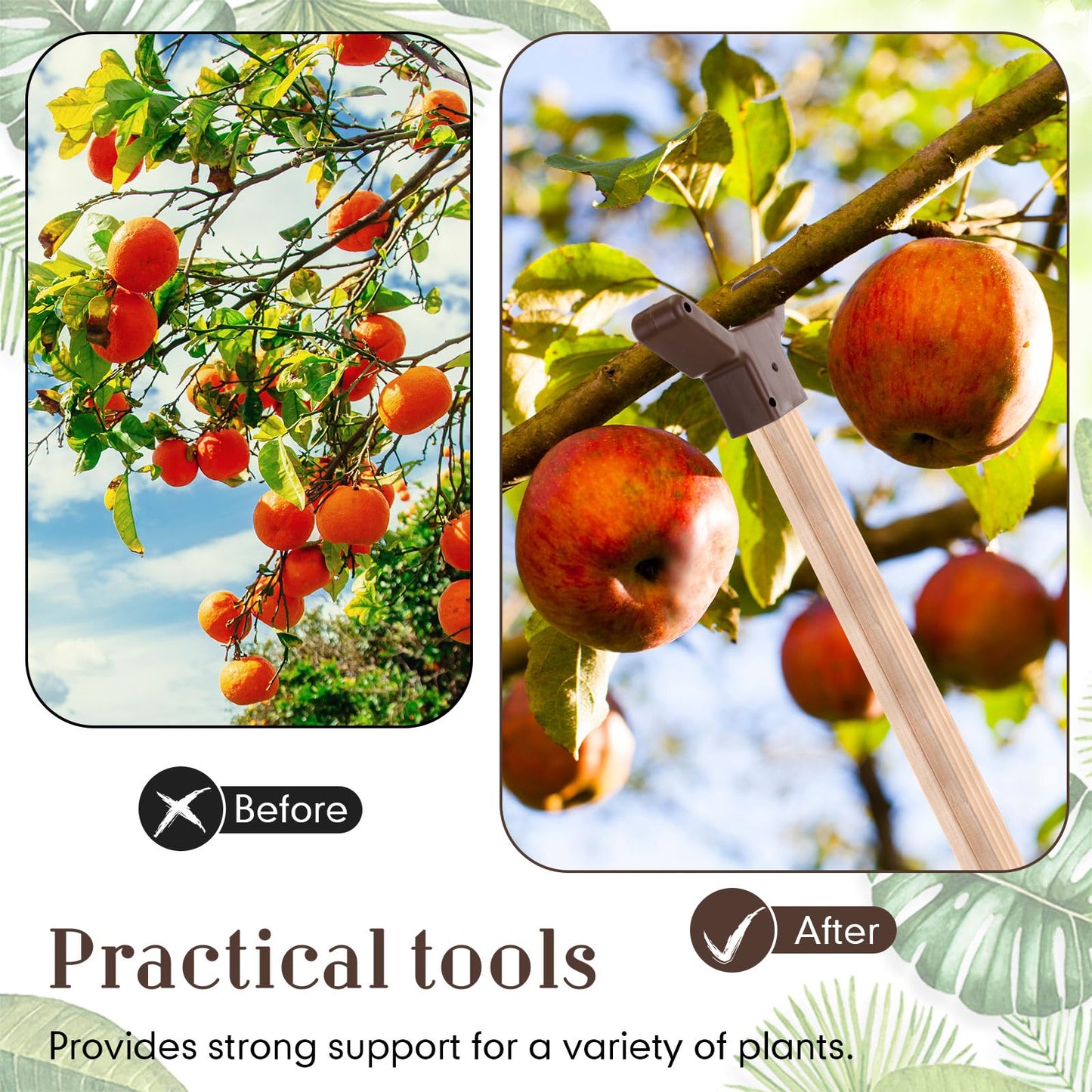 Yungyan 8 Pcs Tree Support, Plastic Fruit Branch Support Device Tree Brace Prevent Them from Breaking for Vineyards Ornamental Gardens Orchards Fits on Standard 1.57 x 1.57 Inch Lumber (Brown)