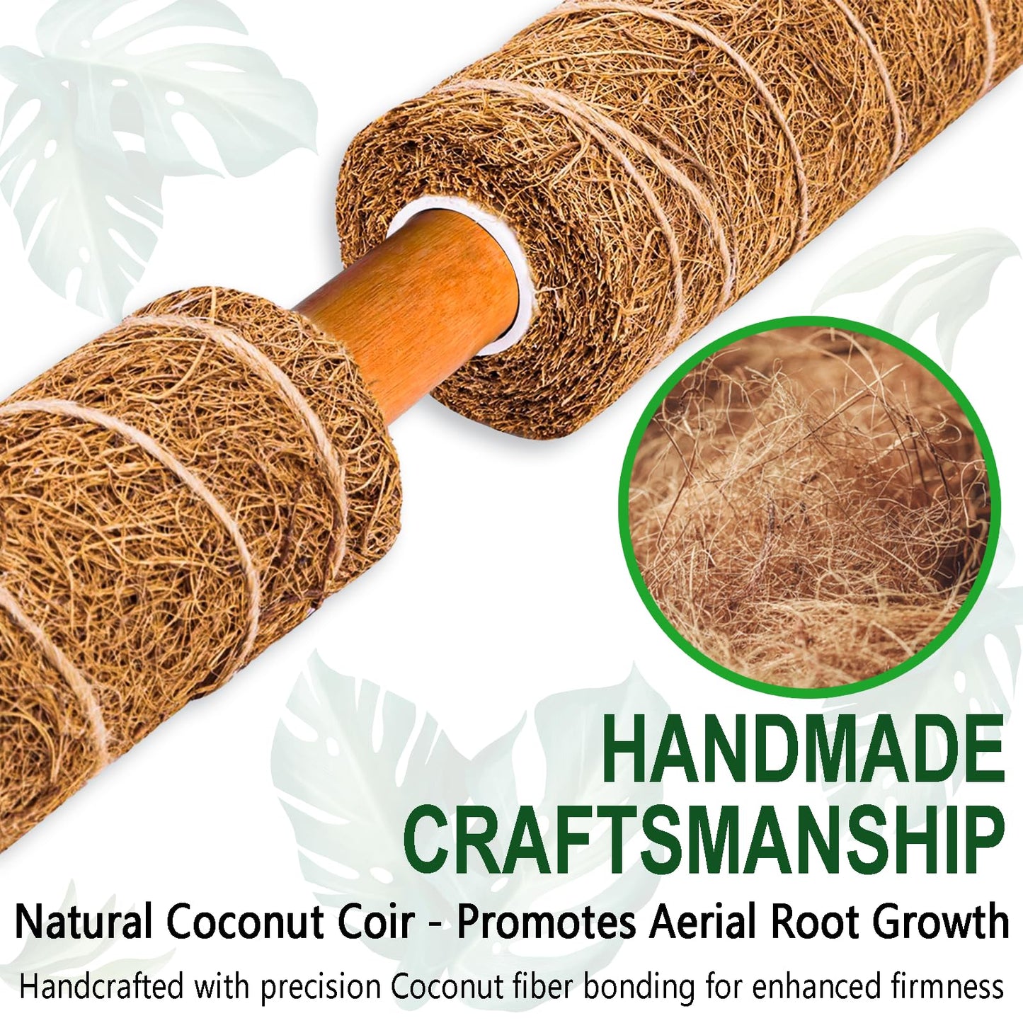 Soupiar 2 Pack 22 Inch Stackable Moss Pole - Thick & Sturdy Natural Coir Totem Plant Support & Garden Stakes for Monstera & Pothos, Indoor Climbing Vining Houseplants, 38" H Max
