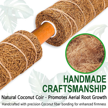 Soupiar 2 Pack 22 Inch Stackable Moss Pole - Thick & Sturdy Natural Coir Totem Plant Support & Garden Stakes for Monstera & Pothos, Indoor Climbing Vining Houseplants, 38" H Max
