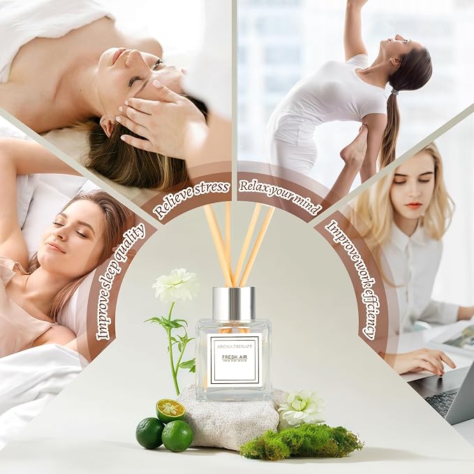 Reed Diffuser Set, 1.7 fl oz Scent Diffuser with Sticks, Lily Scent for Bathroom Accessories Shelf Decor, Air Fresheners for Home, Home Fragrance Products, House Office Room Decor Aesthetic & Gift