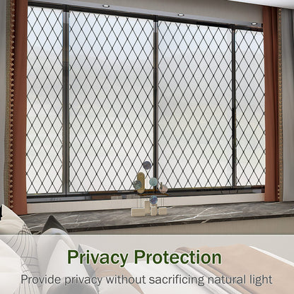VELIMAX Frosted Black Lattice Window Film Static Cling Window Privacy Films Decorative Glass Vinyl Film for Windows Removable Sun Blocking Anti-UV 17.7x157.4 inches