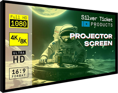 Silver Ticket Products STR Series 6 Piece Home Theater Fixed Frame 4K / 8K Ultra HD, HDTV, HDR & Active 3D Movie Projection Screen, 16:9 Format, 200" Diagonal, White Material STR-169200