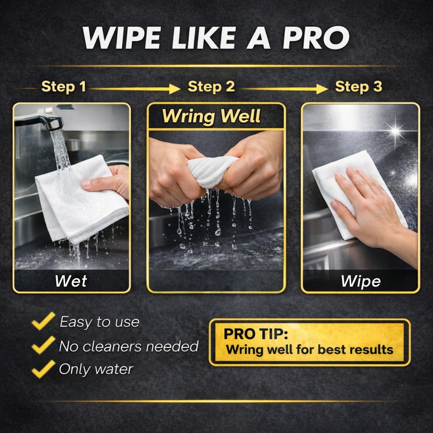 AERAI GROUP Microfiber Magic Streak Free Cleaning Cloth 10 Pack Clean Any Surface with Just Water Eco Friendly Perfect for Window, Mirror, Glass, Kitchen, Counters, Appliances, Car, Cycle, TV Screen