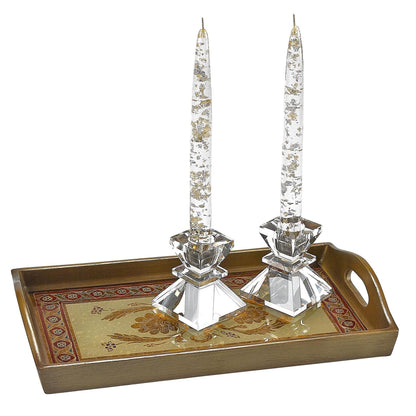 Badash Saturn Crystal Candlestick Holders - Set of 2 Tapered Candle Holders - Beautiful Handcrafted Crystal Accents Perfect for Modern or Traditional Decor