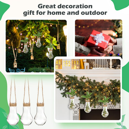 Baderke 12 Pack Hanging Propagation Station 3.9 Inch Plastic Plant Vases with Hooks & Cleaning Brush Clear Window Jars for Plant Clippings, Home Office Decor, Gardening Gifts for Women