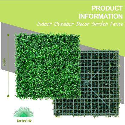 AOKIE 10"X10" Artificial Grass Wall, 24Pcs Boxwood Hedge Wall Panels UV-Anti Grass Backdrop Wall Decor, Greenery Privacy Hedge Screen for Indoor Outdoor Patio Balcony, Party Garden Fence Decor