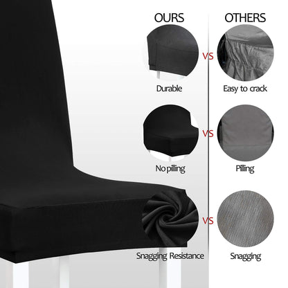 Obstal Black Stretch Spandex Dining Room Chair Covers ?Set of 4 Universal Removable Washable Chair Seat Slipcovers Protector for Kitchen, Ceremony, Wedding, Banquet, Hotel and Party