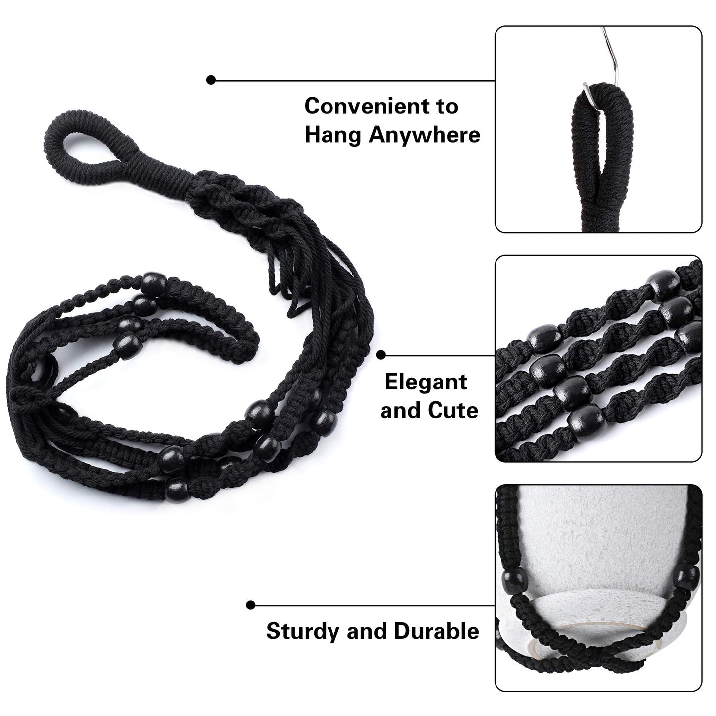 Augshy Macrame Hanging Planter, 2 Pack Hanging Planters for Indoor Plants Indoor Outdoor Decor Handmade Hanging Plant Holder(35 Inch)