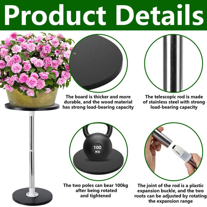 DECOHS 3 Set Adjustable Height Planter Inserts, 10.2-17.3" Rise Stainless Steel Plant Risers for Inside Pot, Planter Fillers Plant Lift Inserts for Large Pots Tall Taper Planters 6" 8" 10" Base or Top