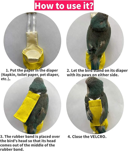 Parrot Bird Diapers, Birds Flight Suit, Parrot Clothes, Pet Animal Costumes, Bird Clothes, Cockatiel Bird Diaper, Pet Bird Diapers, Parrot Flight Suit, Bird Parrot Clothes (Yellow, S)