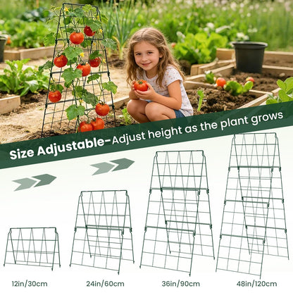 Cucumber Trellis, 48"x16" Adjustable A-Frame Trellis for Climbing Plants, Metal Foldable Upgraded Vegetable Trellis for Raised Bed, Support for Tomatoes, Squash, Zucchini, Vegetables & Flowers